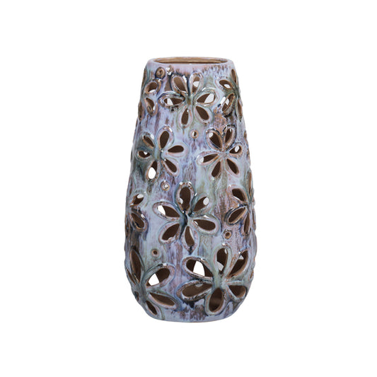 Faith Stone Mottled Blue Cutout Vase - Medium