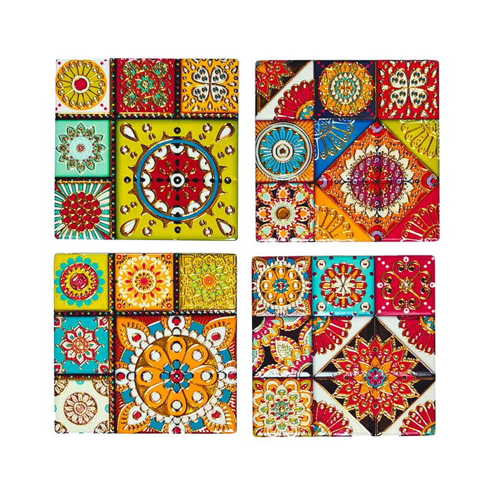 Flicka Ceramic Square Coasters - Set of 4