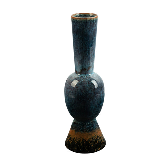 Porcelain Cobalt/Brown Trumpet Vase