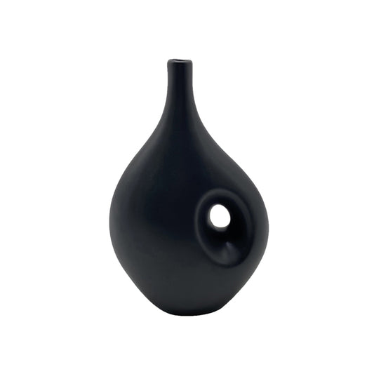 Porcelain Matt Black Hole Vase - Various Sizes