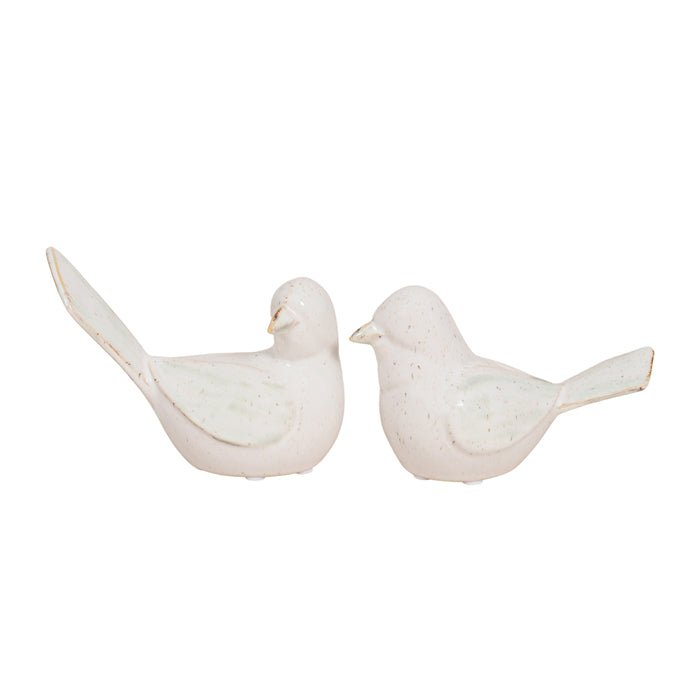 Macy Stone Cream Mottled Ceramic Birds - Set of 2 - Pure Homewares