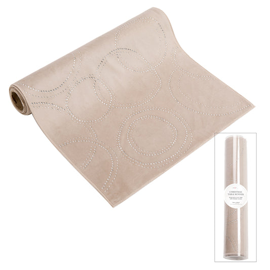 Glam Velvet Diamonte Table Runner - Champagne