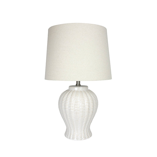 Coast Ceramic White Bucketweave Lamp - Pure Homewares