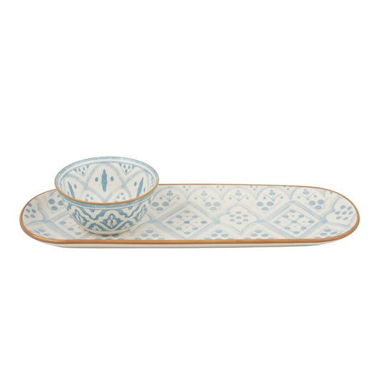 Aleah Ceramic 2-Piece Serving Set - Blue - Casa Regalo