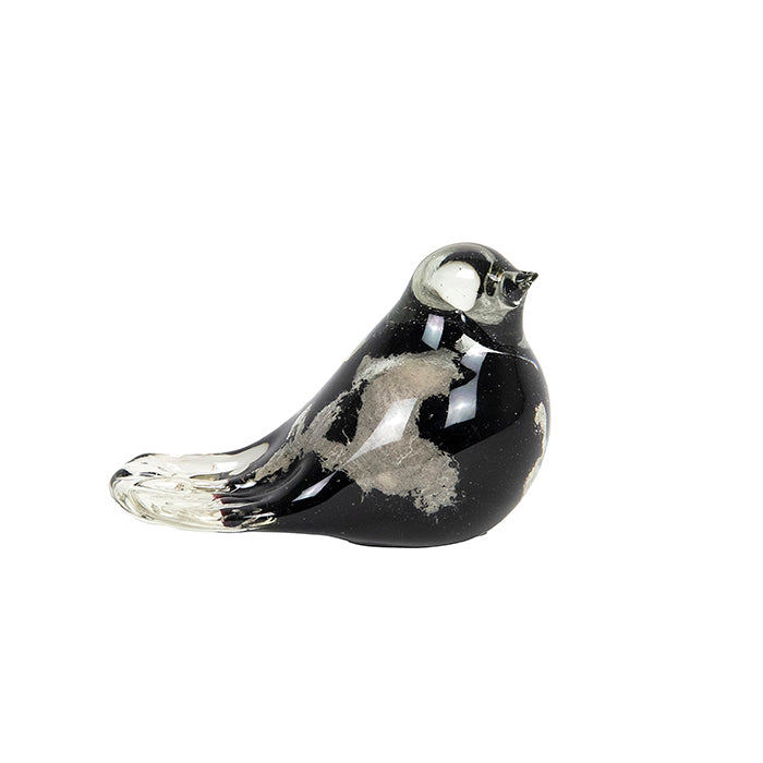 Colless Black/White Mottled Glass Bird - Deb's Hidden Treasures