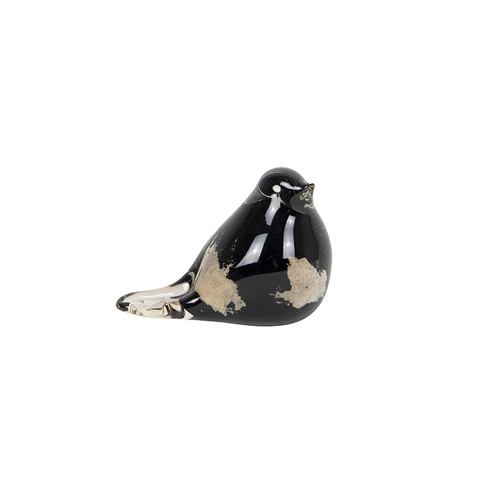 Colless Tan/Black/White Mottled Glass Bird - Deb's Hidden Treasures