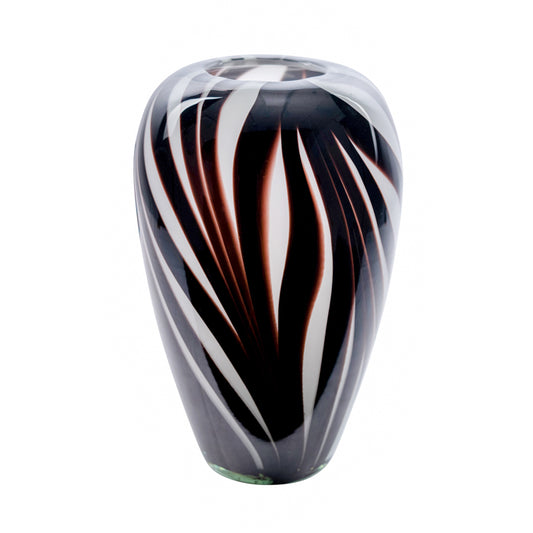 Zulu Glass Vase - Black/White Stripe - Deb's Hidden Treasures