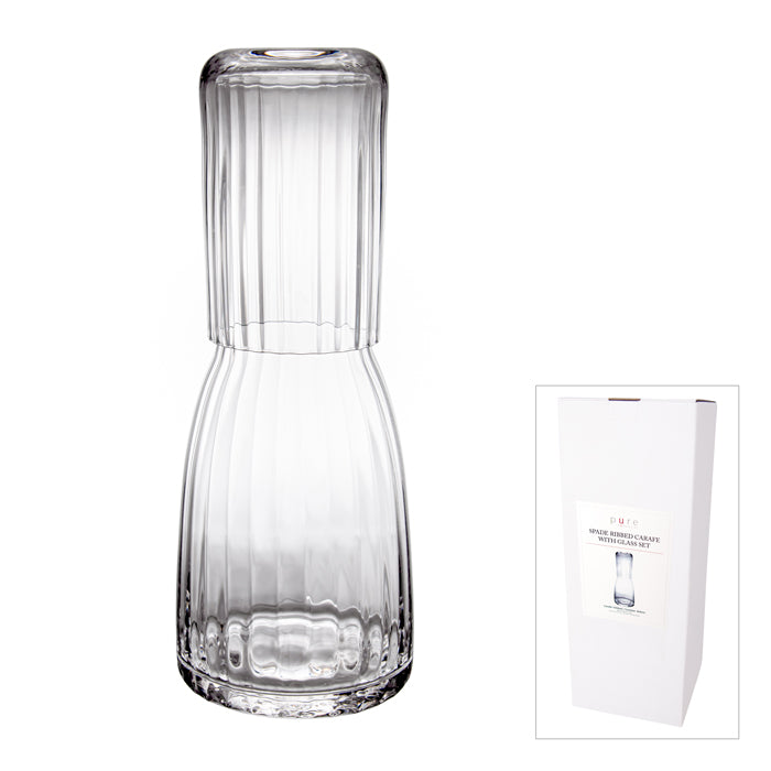 Spade Ribbed Carafe with Glass Set - Pure Homewares