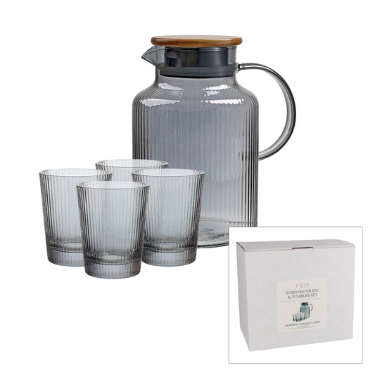 Grey Water Jug with 4 Glasses - Set - Deb's Hidden Treasures