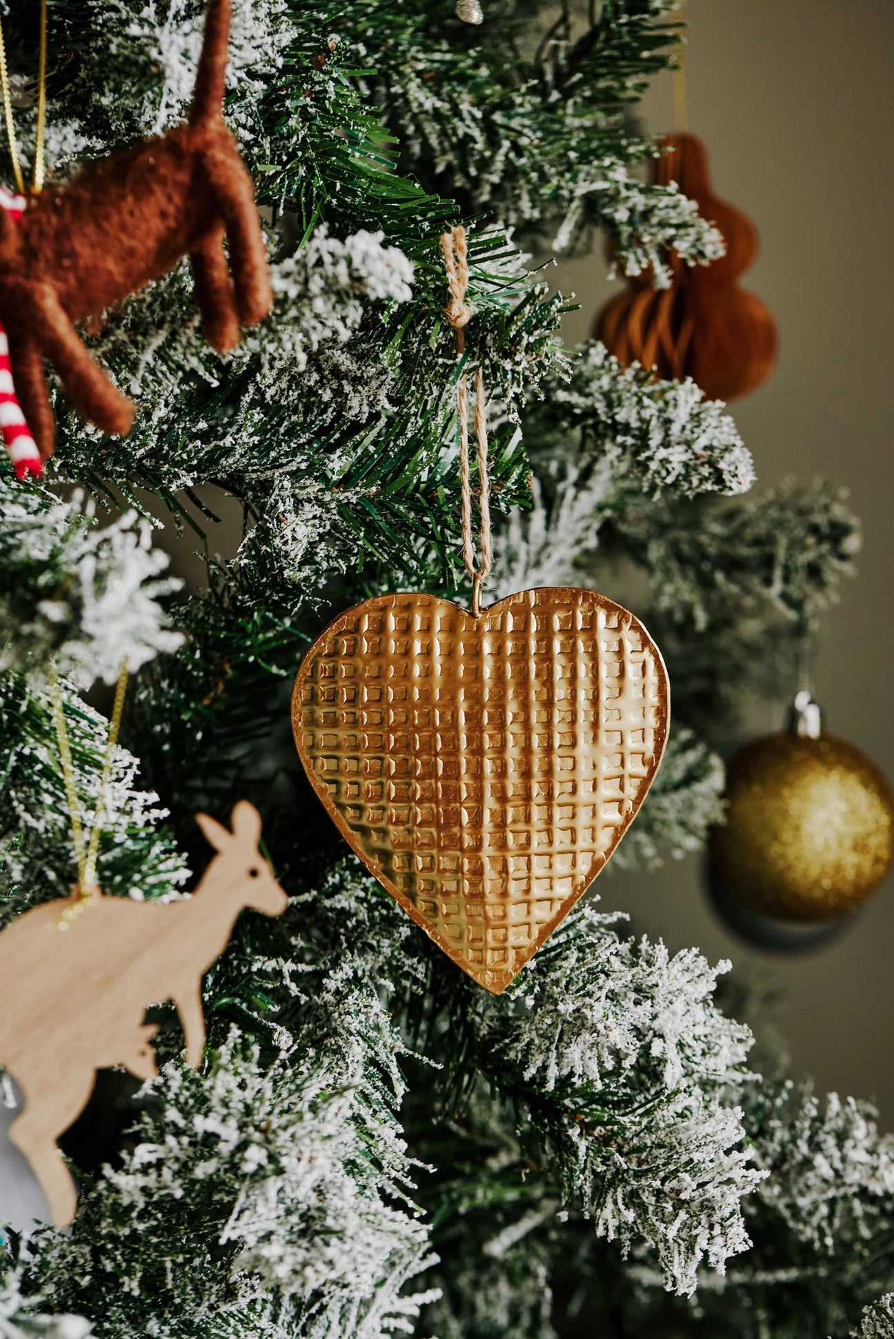 Gold Heart Christmas Decoration - Small