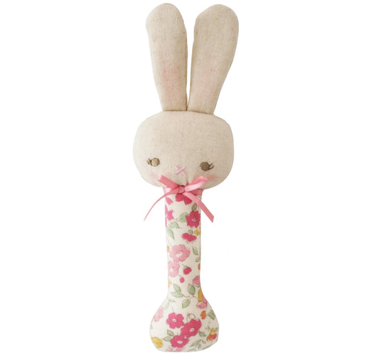 Baby Bunny Stick Rattle Rose Garden - Deb's Hidden Treasures