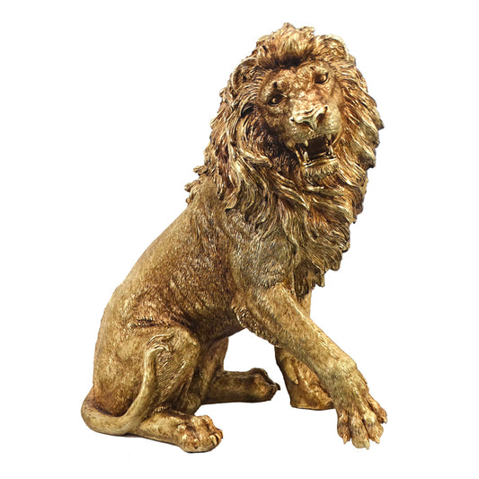 Zambia Resin Gold Male Lion - Extra Large - Deb's Hidden Treasures