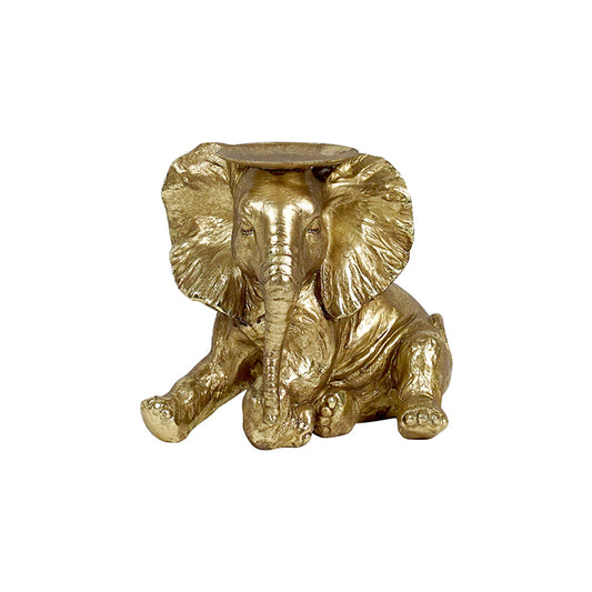 Colby Resin Gold Leaning Elephant Pillar - Deb's Hidden Treasures