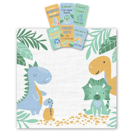 Dinosaurs Milestone Muslin Blanket Set - Jiggle & Giggle