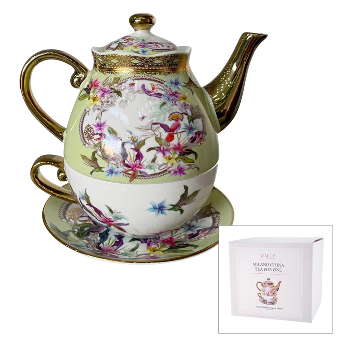 Milano China Tea for One Set - Rose Floral - Pure Homewares