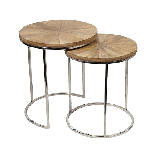 Joel Stainless Steel/Timber Nested Tables - Set of 2 - Pure Homewares