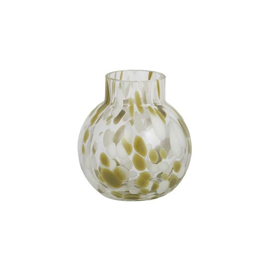 Splatter Glass Vase Moss 13x14cm - Coast to Coast