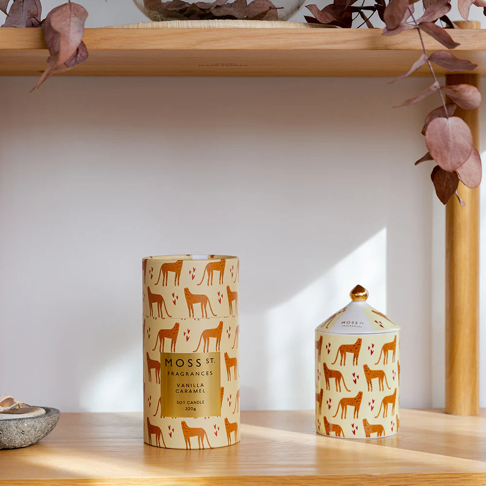 Vanilla Caramel Ceramic Candle 320g - Moss St Fragrances