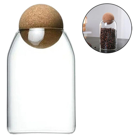 Glass Storage Jar with Cork Lid - Deb's Hidden Treasures