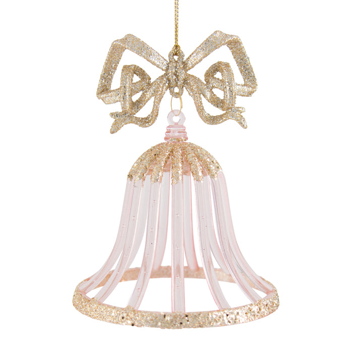 Hanging Bow Bell - Pink/Gold