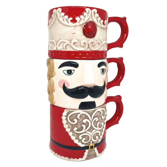 Ceramic Nutcracker Christmas Mug Set