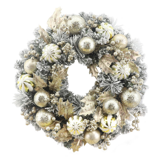 Mixed Champagne Holly Wreath