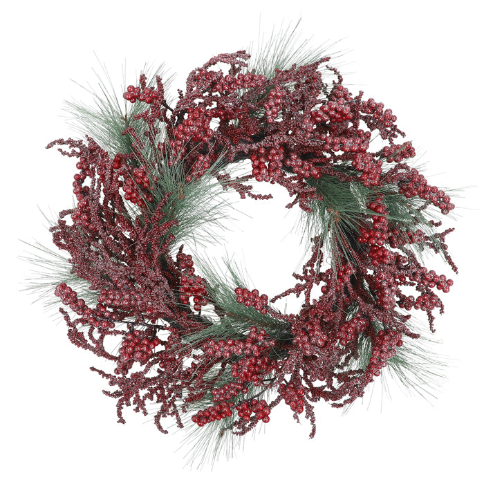 Red Berry Christmas Wreath with Green Leaves