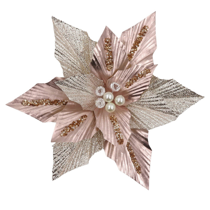 Clip-On Poinsettia - Pink/Champagne