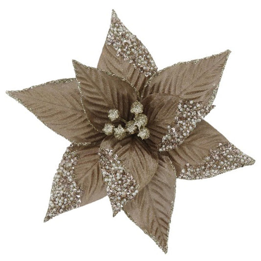 Clip-On Pansettia Tan/Glitter Petals