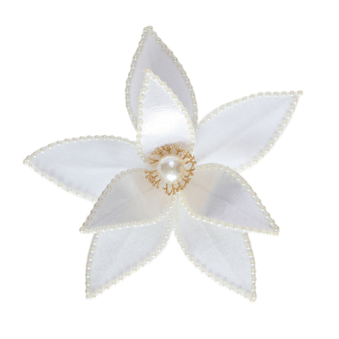 Clip-On Poinsettia - White with Velvet Pearl