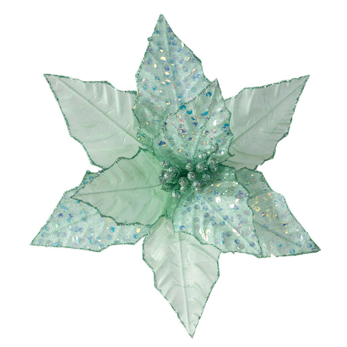 Clip-On Poinsettia - Iridescent Mint