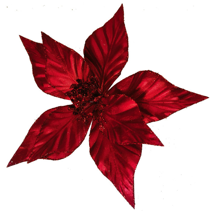 Clip-On Poinsettia - Shiny Red