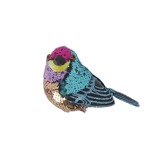 Clip-On Sparrow - Aqua Gold w/ Sequins