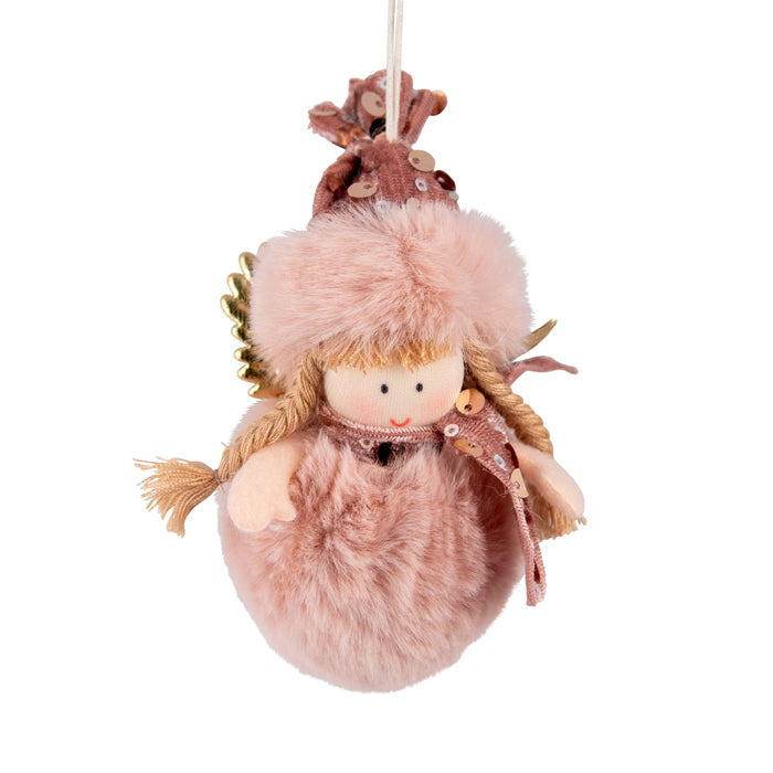 Pink Christmas Angel Decoration - Round