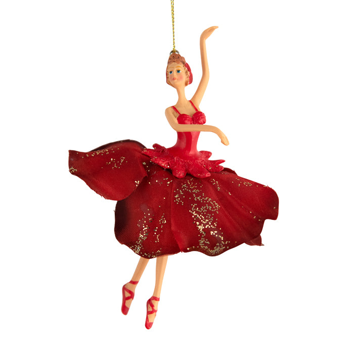 Ballerina Christmas Decoration w/ Red Dress