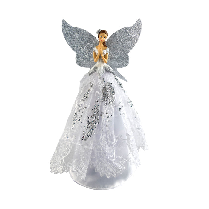 Angel Christmas Tree Topper - Pearl/Silver