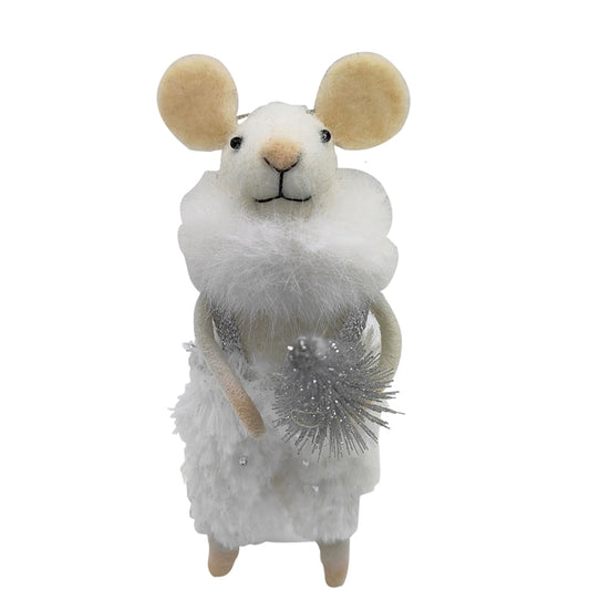Felt White/Silver Mouse with Tree
