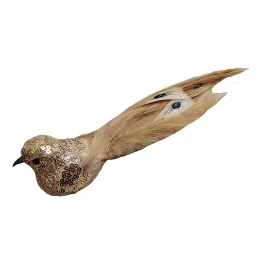 Clip-on Bird with Jewel Tail - Champagne