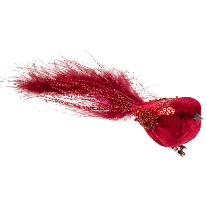 Clip-on Velvet Bird - Red