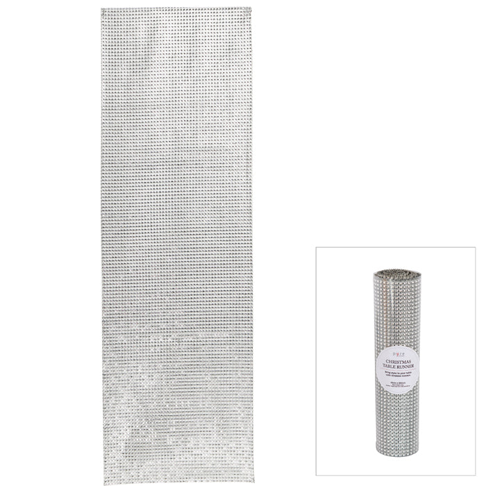 Diamonte Christmas Table Runner - Silver