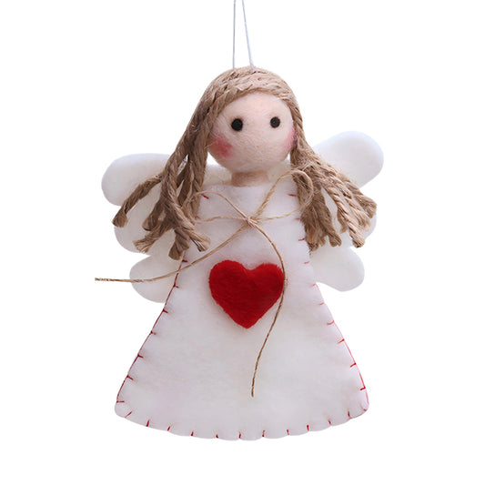 White Angel with Heart Christmas Tree Decoration