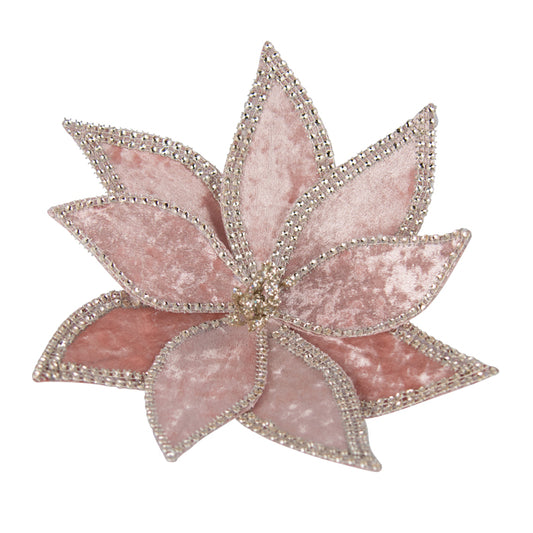 Clip-On Poinsettia - Blush w/ Braid Edge