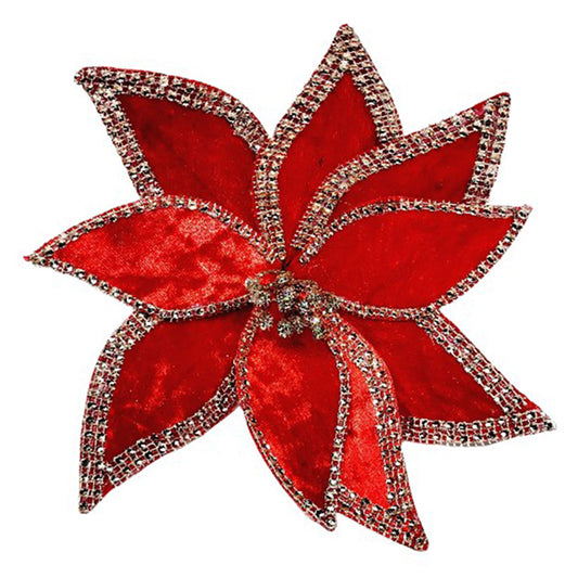 Clip-On Poinsettia - Red w/ Braided Edge