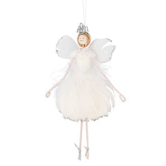 White Glitter Angel Christmas Tree Decoration