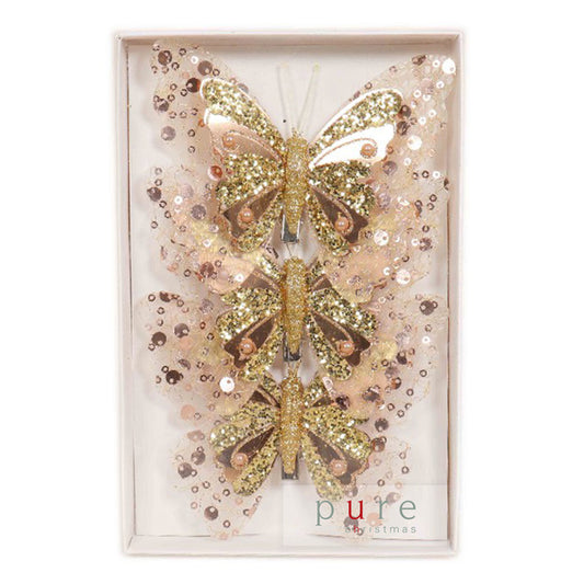 Christmas Butterfly 3 Pack - Champagne