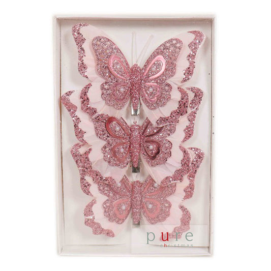 Christmas Butterfly 3 Pack - Pink