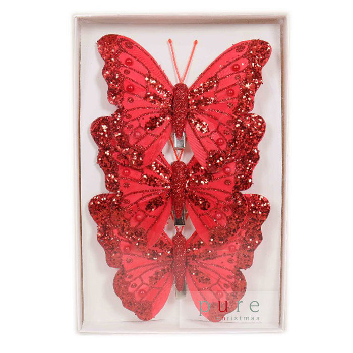 Christmas Butterfly 3 Pack - Red