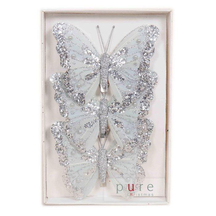 Christmas Butterfly 3 Pack - Silver