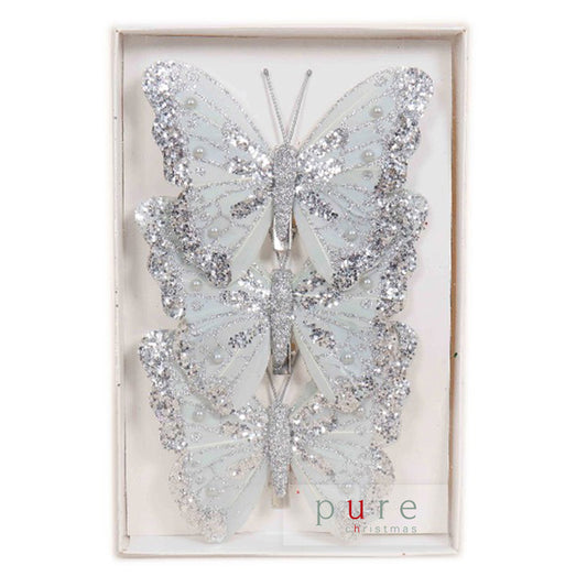 Christmas Butterfly 3 Pack - Silver