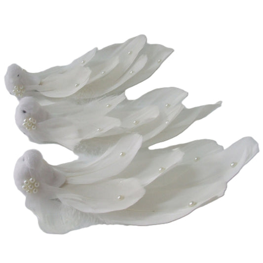Clip-on Bird Pearl/White- Pack of 3
